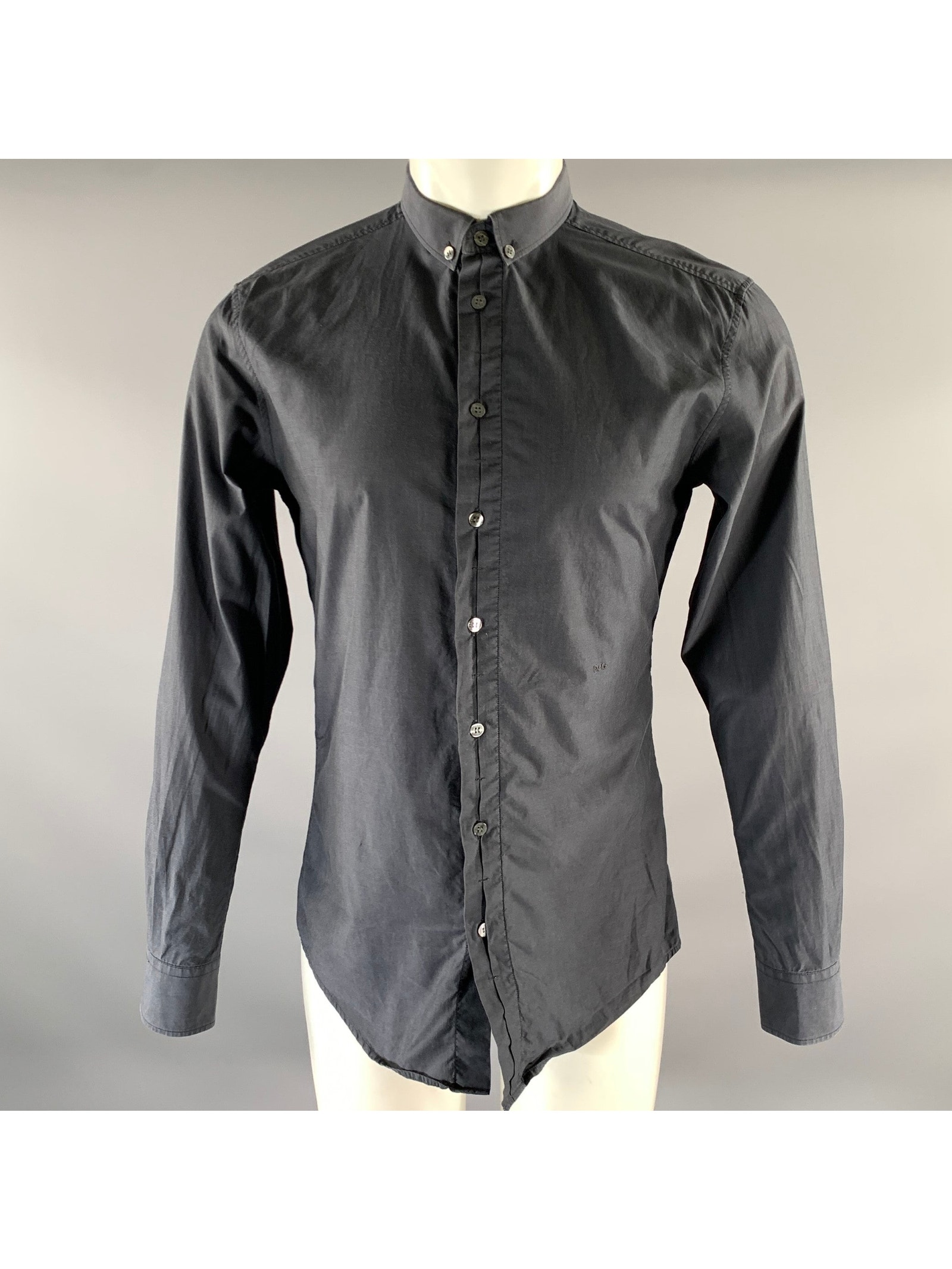 D&G By Dolce & Gabbana Size M Grey Cotton Button Down Long Sleeve Shirt